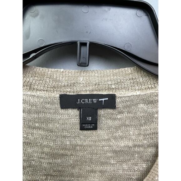 J Crew Linen Blend Sweater Womens XS Tan Light Knit Pullover V Neck Neutral - Picture 4 of 9